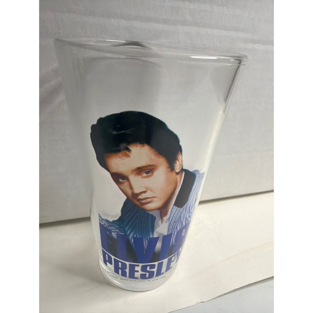 Elvis Presley Vandor Clear Glass Pint Tumbler Blue Portrait‎ Music Memorabilia